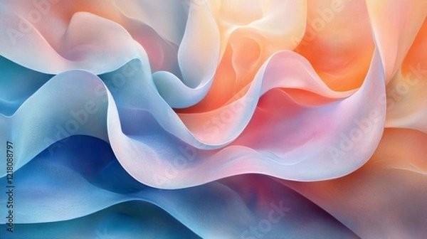 Fototapeta Abstract Pastel Fabric Waves Flowing Gracefully