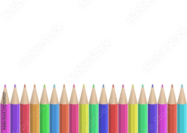 Fototapeta seamless colored pencils row