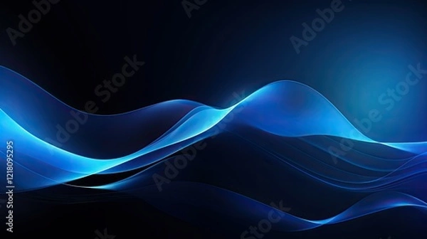 Fototapeta Abstract blue waves create a serene and modern visual effect.