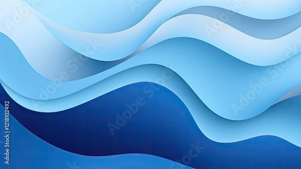 Fototapeta Abstract waves in varying shades of blue create a calming, fluid design.