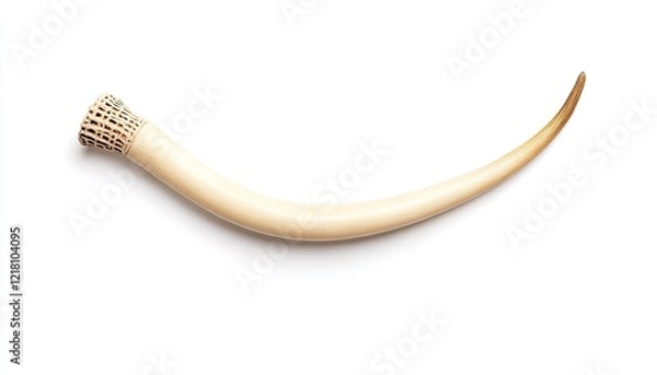 Fototapeta Elegant ivory horn with intricate carving, isolated on white background, showcasing craftsmanship and detail