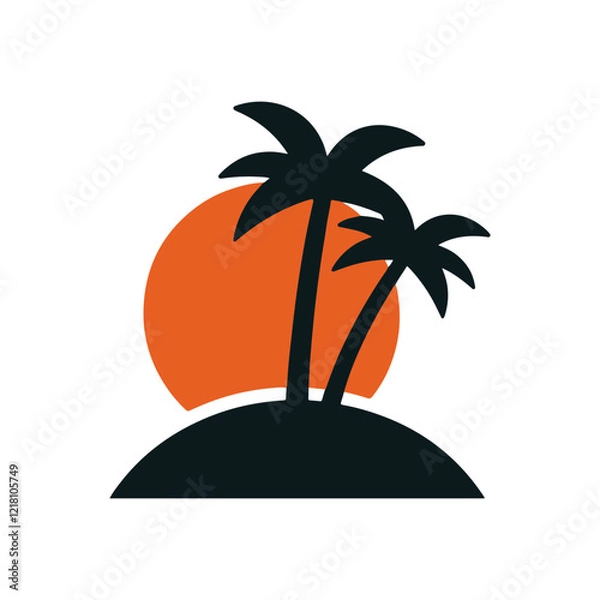 Fototapeta palm tree silhouette Vector on white background 
