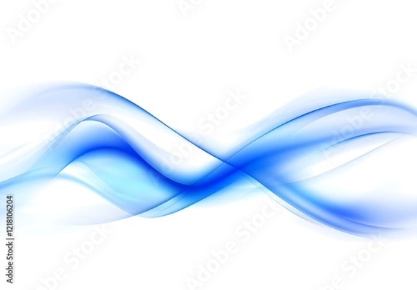 Fototapeta Abstract Blue Wave Flow on White Background, Smooth Gradient Design