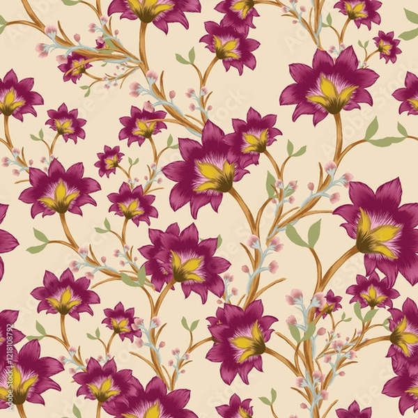 Obraz Beautiful seamless pattern with floral background.