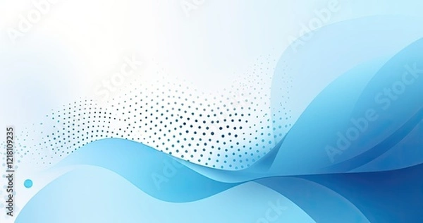 Fototapeta Abstract blue wave design with gradient and dotted patterns for backgrounds or graphics.