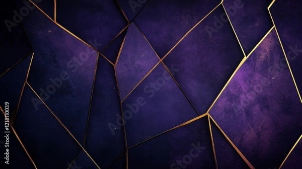 Fototapeta Abstract Purple Geometric Pattern With Gold Accents