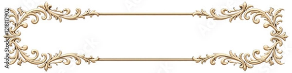 Fototapeta Gold ornate frame with transparent background
