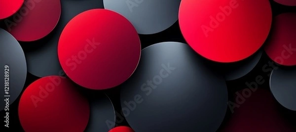 Fototapeta Abstract Background with Dynamic Circular Patterns in Black and Red, Creating a Bold Visual Backdrop with Geometric Design