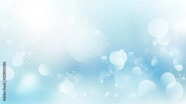 Fototapeta A soft, abstract background with blue tones and circular bokeh effects for design use.
