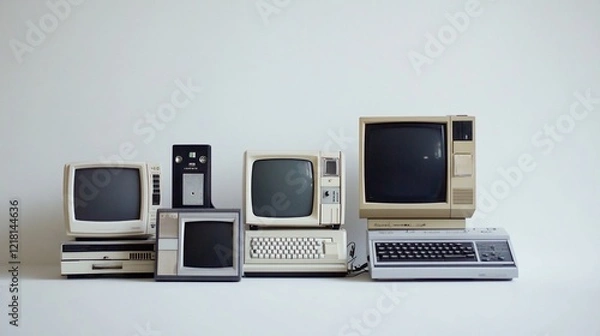 Fototapeta Retro Computers Studio Shot Evolution History