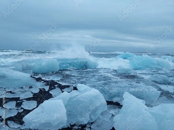 Obraz Iceland black sand diamond beach