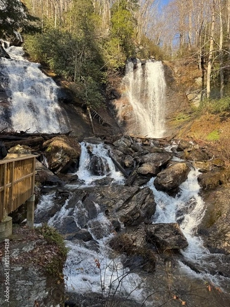 Obraz Double waterfall in the forest
