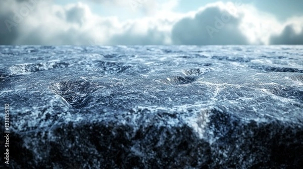 Fototapeta Rough stone texture, cloudy sky backdrop