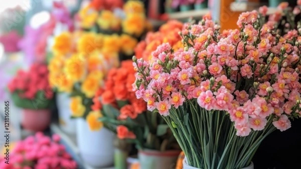 Obraz Blossom booth celebrating the lunar new year festivity