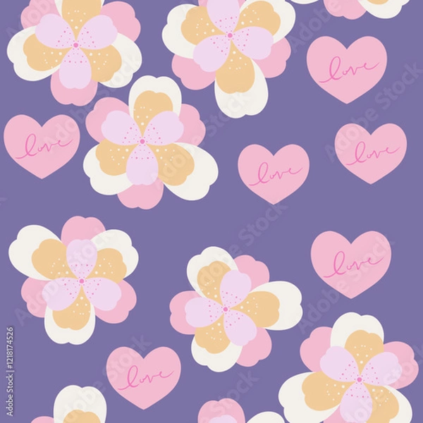 Obraz Vector Pink Heart Seamless Pattern for Valentine’s Day and Romantic Decor