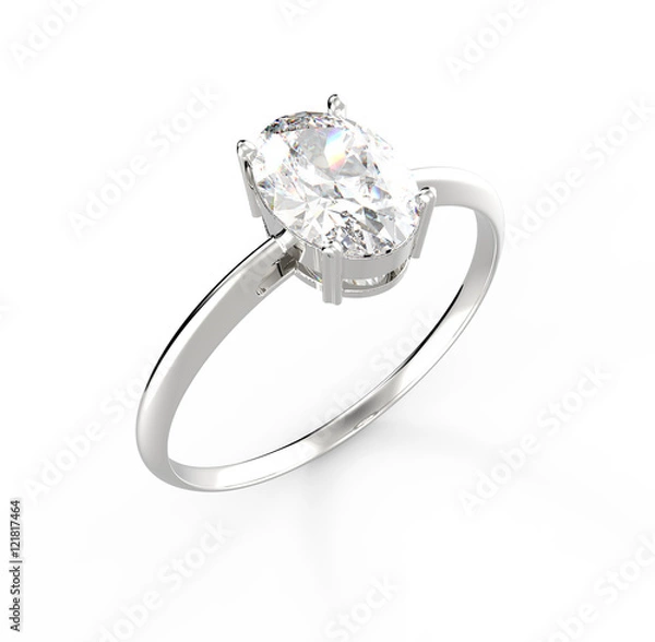 Obraz Wedding ring with diamond. 3D rendering