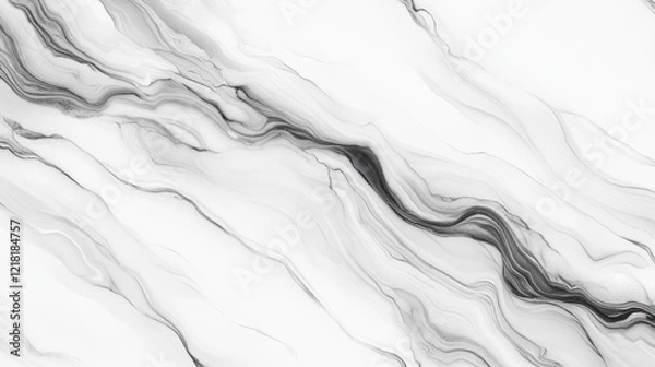 Obraz Abstract white and black flowing ink texture with marbled effect, seamless pattern background