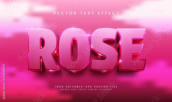 Fototapeta 3d pink rose editable vector text effect, with elegant luxury theme