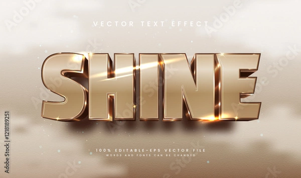 Fototapeta 3d golden shine editable vector text effect, with minimalist elegant style