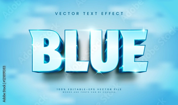Fototapeta 3d Blue elegant editable vector text effect, suitable for blue fresh theme