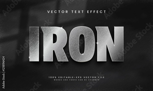Fototapeta 3d Iron silver editable vector text effect, with minimalist concept