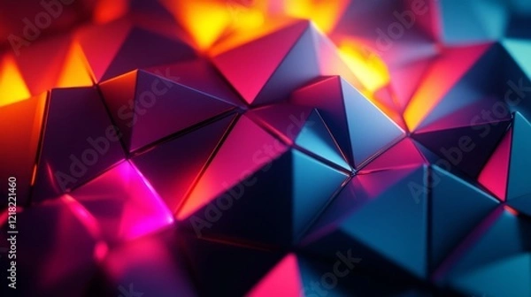 Fototapeta Abstract Geometric Shapes Illuminated In Vivid Colors