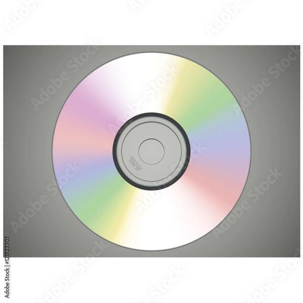 Fototapeta Realistic CD or DVD disk front view isolated