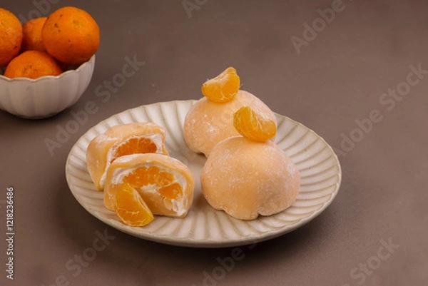 Obraz Orange Traditional Japanese Daifuku Mochi Dessert. 