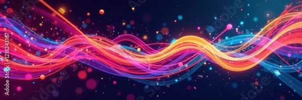 Obraz Intersecting lines form vibrant, multicolored shapes , minimal, geometric pattern, bold