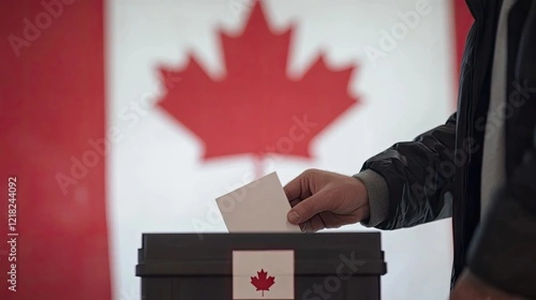Fototapeta Canadians Participate in Ballot Voting for Elections Generative AI