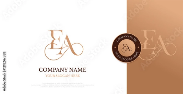 Fototapeta Initial EA Logo Design Vector 
