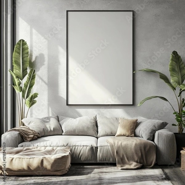 Fototapeta Artistic Wall Poster Mockup in 3D Render, Generative Ai.