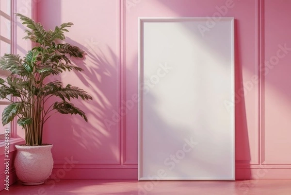 Fototapeta Modern Interior Frame Mockup with House Background, Generative Ai.