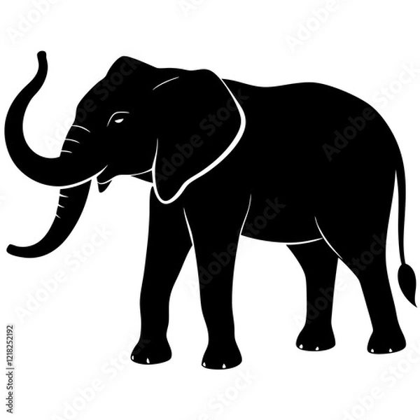 Fototapeta Silhouette of a proud elephant with its trunk raised