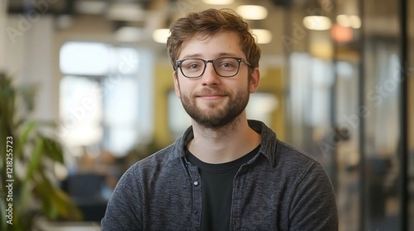 Fototapeta A Node.js developer building scalable backend solutions for a startup in a collaborative space