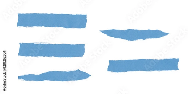Fototapeta torn paper, blue paper, set of 5 torn papers, torn paper image, simple image