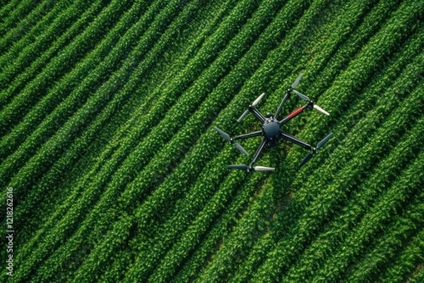 Fototapeta Precision agriculture using satellite imagery to monitor crop health and growth.