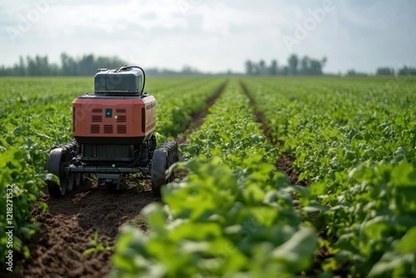 Fototapeta Robotic systems for automated weeding in large agricultural fields.