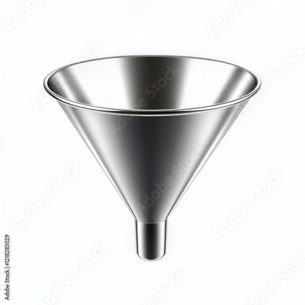 Fototapeta A sleek, modern metal funnel ideal for seamless liquid transfer in various industrial applications.