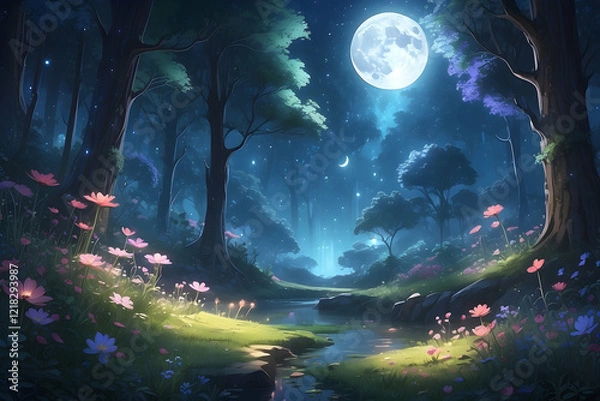 Fototapeta landscape with moon