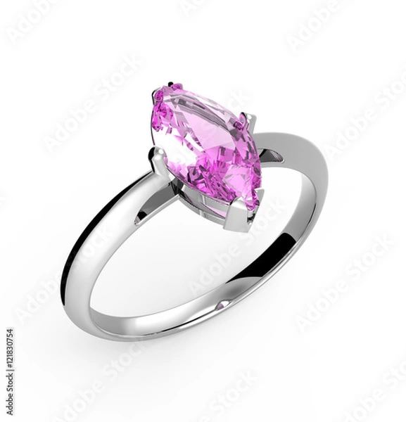 Obraz Wedding ring wiith diamond. 3D illustration