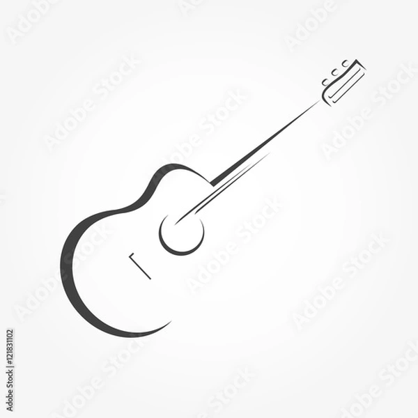 Fototapeta Guitar stylized icon vector. Simple lines acoustic guitar  design element.