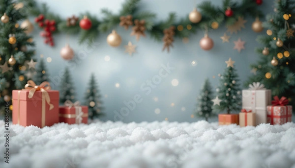 Fototapeta Empty of Christmas Blurred on Background