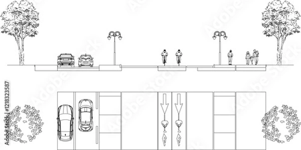 Obraz vector illustration of detailed design image of section of the street with road user allocation