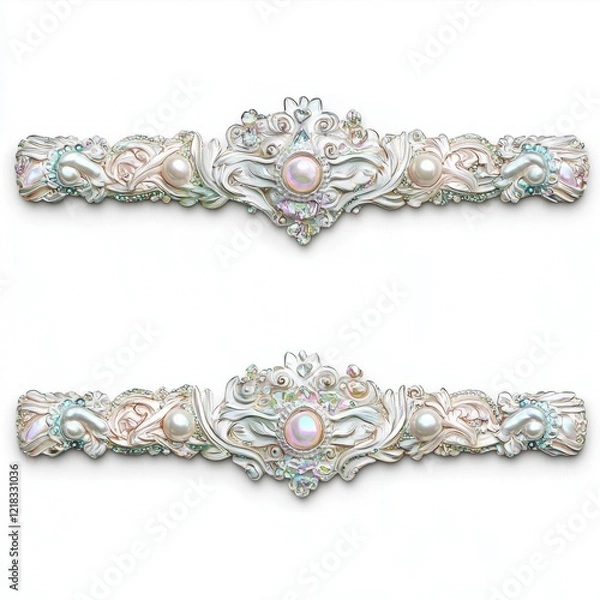 Fototapeta Intricate Decorative Hair Accessories with Pearls and Rhinestones in Elegant Design