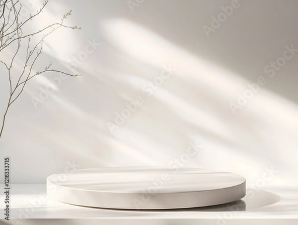 Obraz 72ショールームスタンド円筒形の台座のモックアップ　Gererated AI