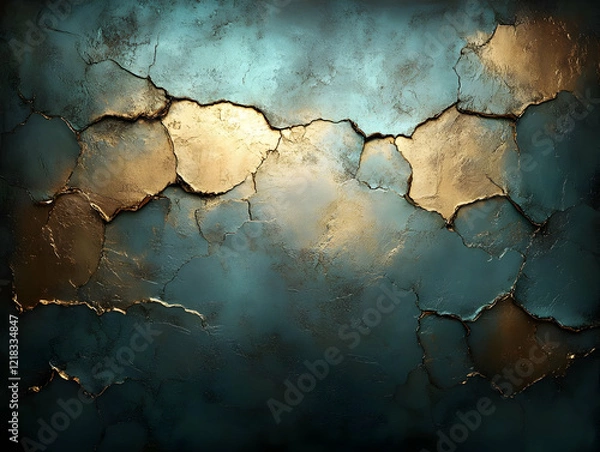Obraz Abstract Gold Teal Cracked Texture Background