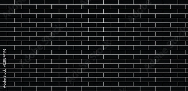 Obraz Seamless black brick wall texture, dark background for design and architectural use