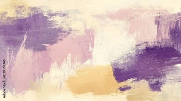Fototapeta Abstract Painting Pastel Purple Yellow Brushstrokes