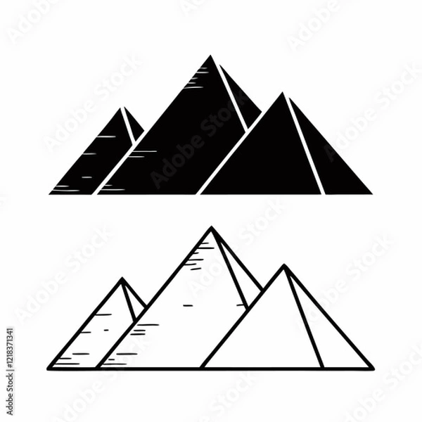 Fototapeta Giza pyramids outline silhouettes set vector illustration (1)